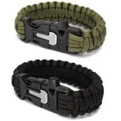 Bransoletka paracord 3w1 ARMY GREEN survival