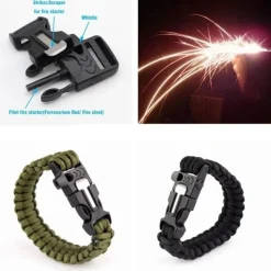 Bransoletka paracord 3w1 CZARNA survival