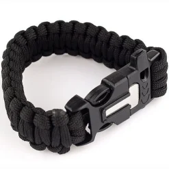 Bransoletka paracord 3w1 CZARNA survival