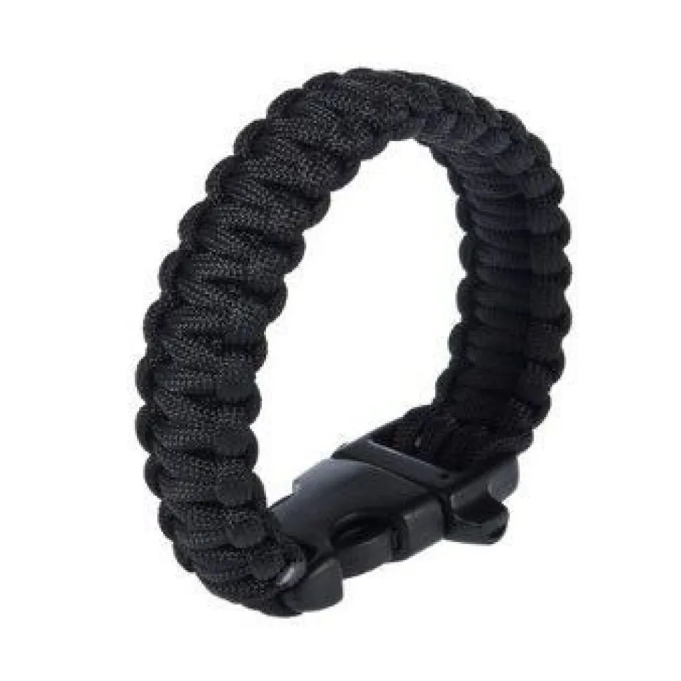 Bransoletka paracord 3w1 CZARNA survival