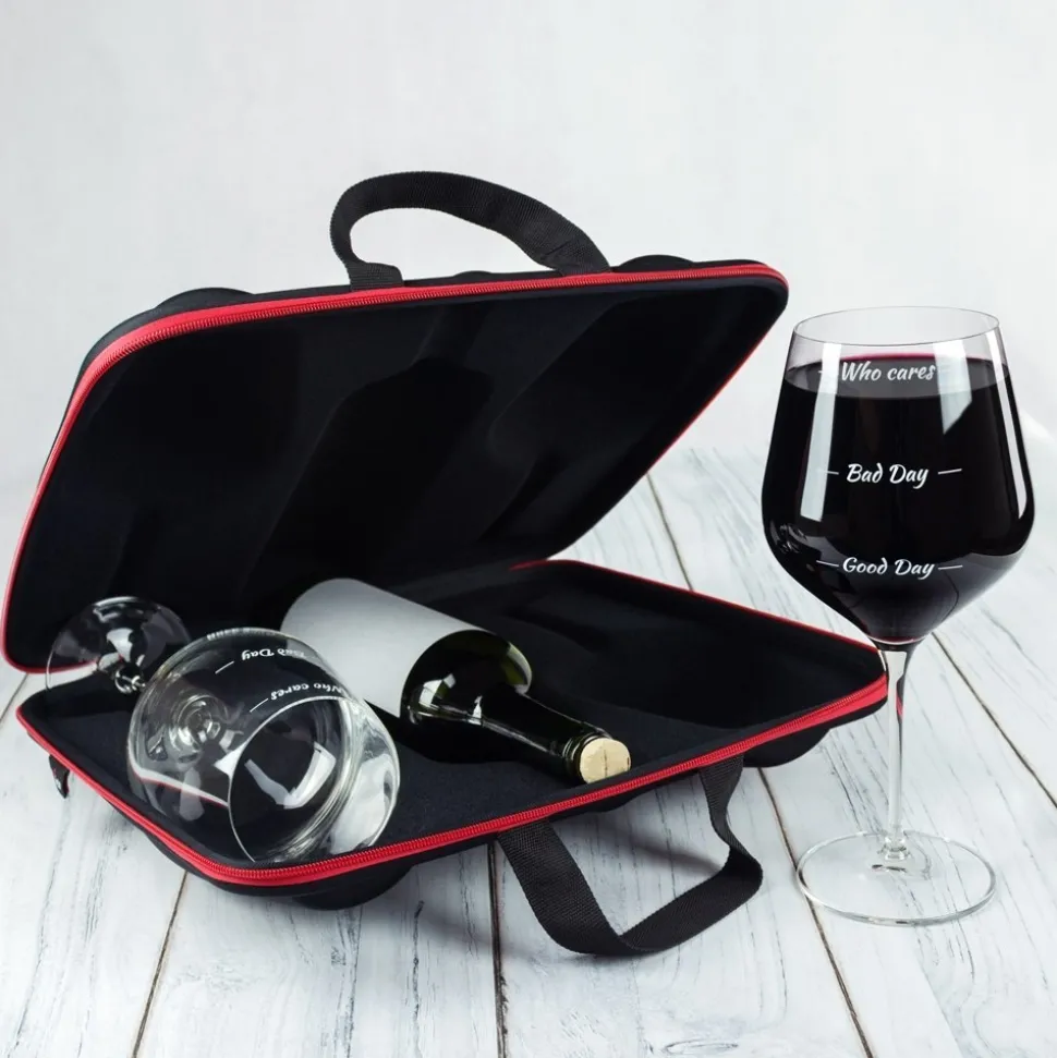 Etui na wino z kieliszkami diVinto Who cares Diamond