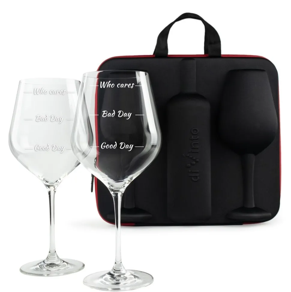 Etui na wino z kieliszkami diVinto Who cares Diamond