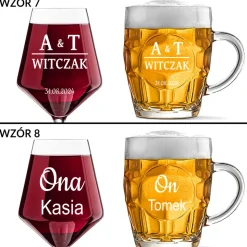 Kieliszek + kufel z grawerem - Prezent na Ślub dla Pary Młodej