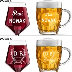 Kieliszek + kufel z grawerem - Prezent na Ślub dla Pary Młodej
