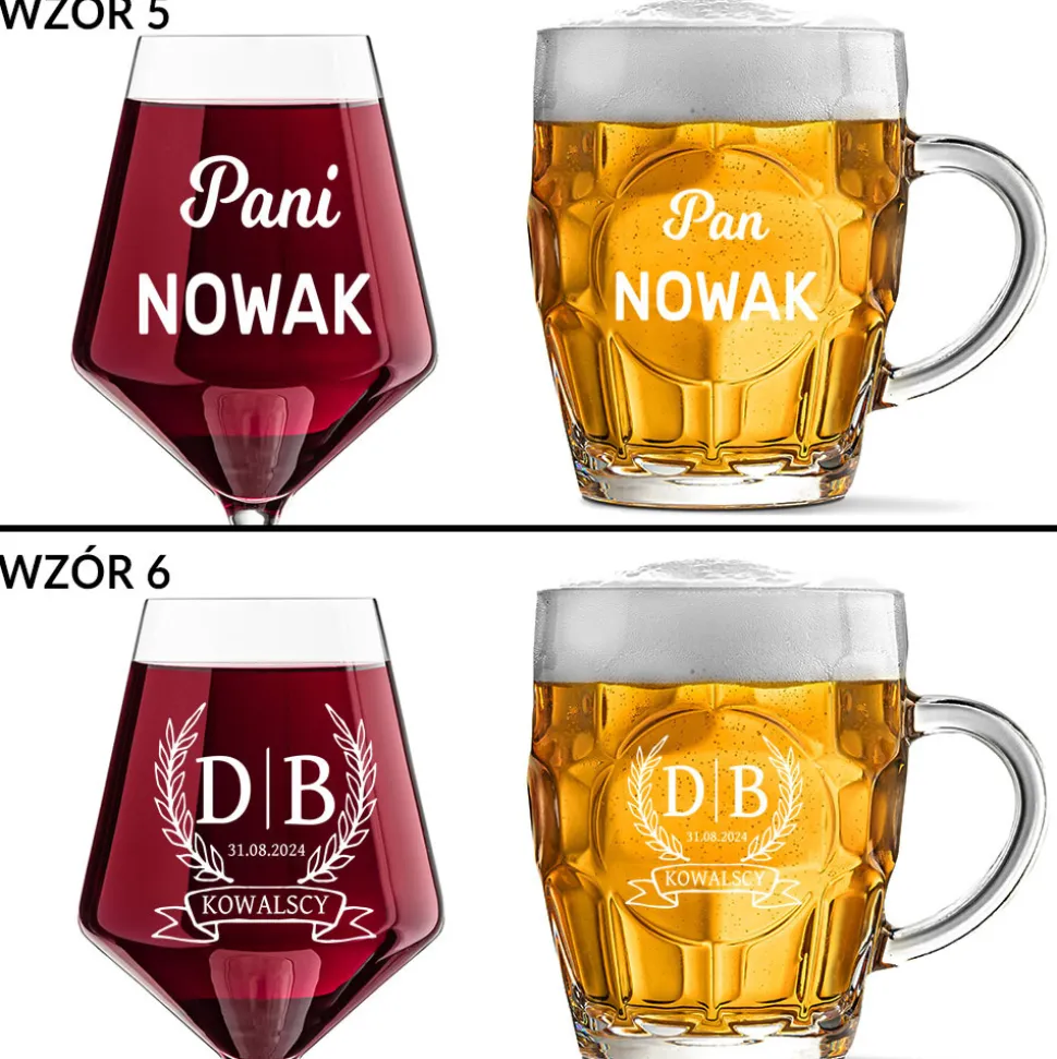 Kieliszek + kufel z grawerem - Prezent na Ślub dla Pary Młodej