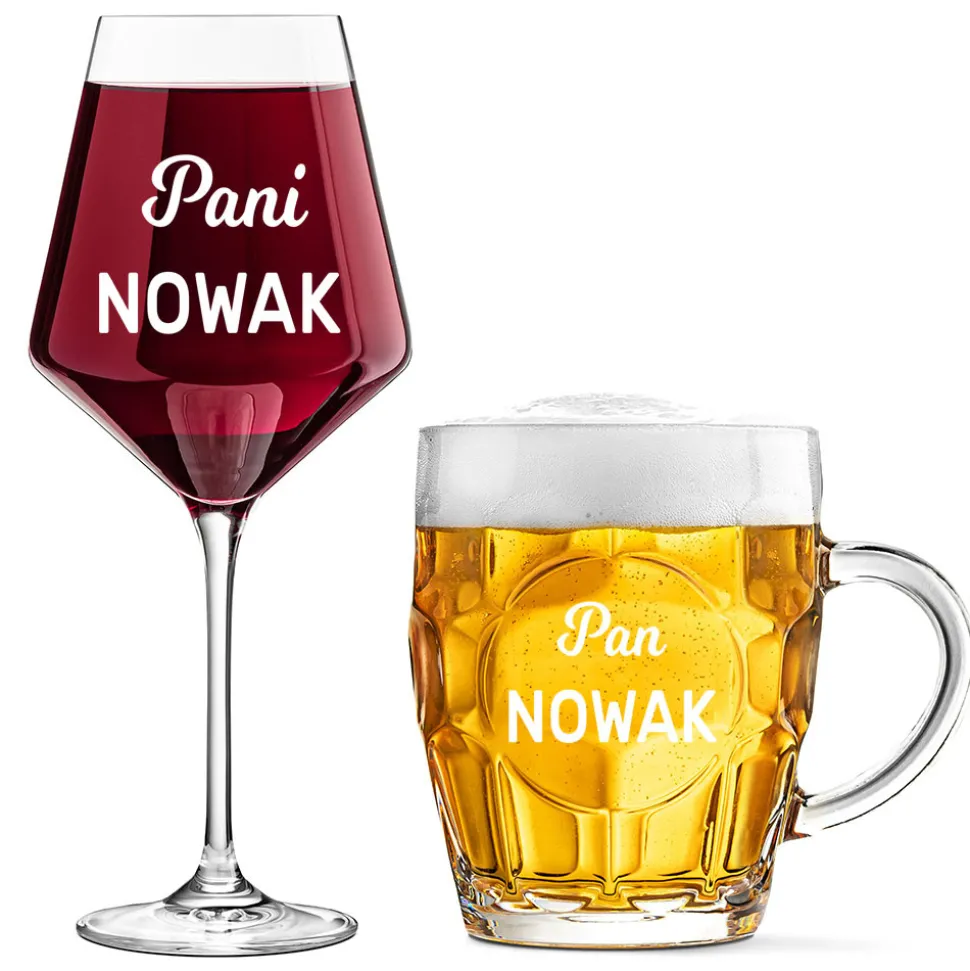 Kieliszek + kufel z grawerem - Prezent na Ślub dla Pary Młodej
