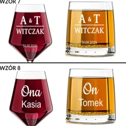 Kieliszek + szklanka z grawerem - Prezent na Ślub dla Pary Młodej