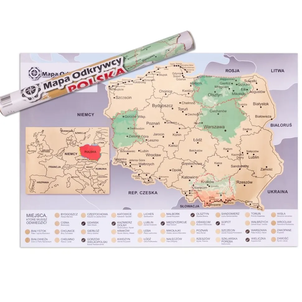 Mapa Odkrywcy - Polska - ulepszona zdrapka