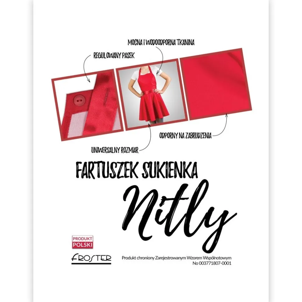 Nitly Red - Fartuszek Sukienka