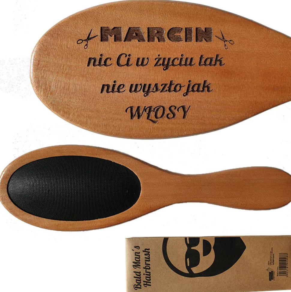 Szczotka do włosów dla łysego z grawerem - prezent dla łysego