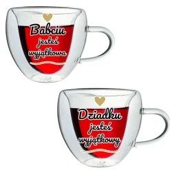 Zestaw dla Babci i Dziadka 2x Szklanka Termiczna Serce - Prezent na Dzień Babci i Dziadka