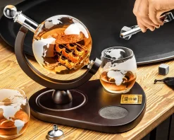 Zestaw do whisky GLOBUS DELUXE z GRAWEREM - prezent dla taty faceta męża chłopaka na urodziny Święta