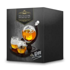 Zestaw do whisky GLOBUS DELUXE z GRAWEREM - prezent dla taty faceta męża chłopaka na urodziny Święta