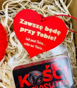 Zestaw Prezent na Walentynki dla Żony Męża Niej Niego - kostki miłosne, kajdanki, zawieszka