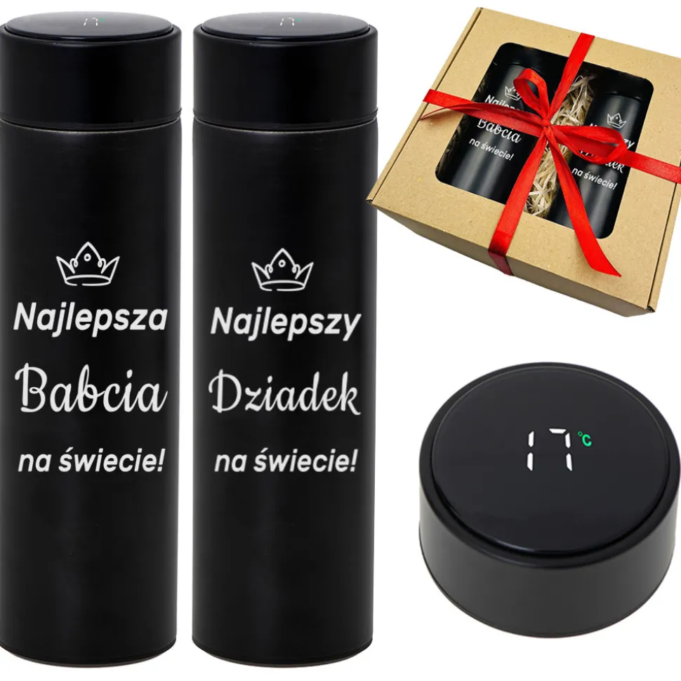 Zestaw 2x Kubek Termiczny z Grawerem dla Dziadków - Prezent na Dzień Babci i Dziadka